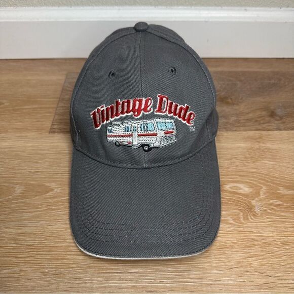Vintage Dude Embroidered Gray Adjustable Strapback Hat - Picture 1 of 11